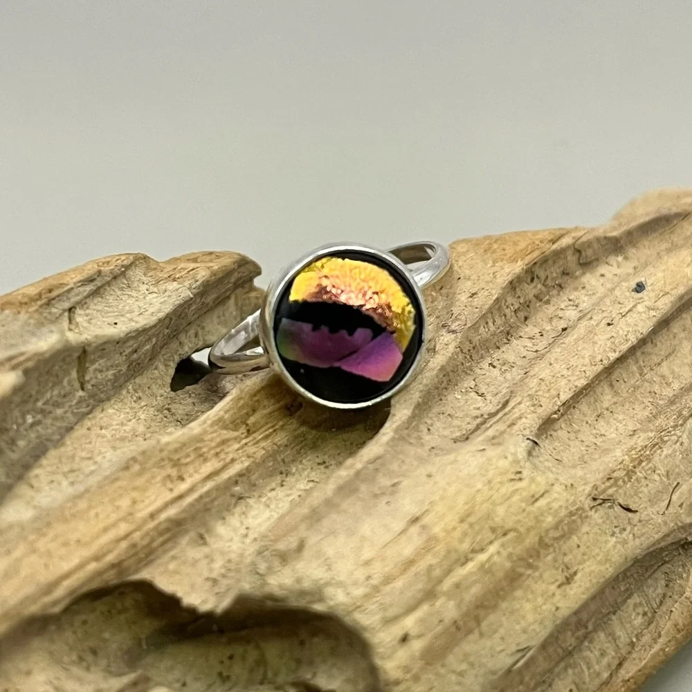 Sterling Silver and Multicolor Minimalist Ring with Contemporary Design